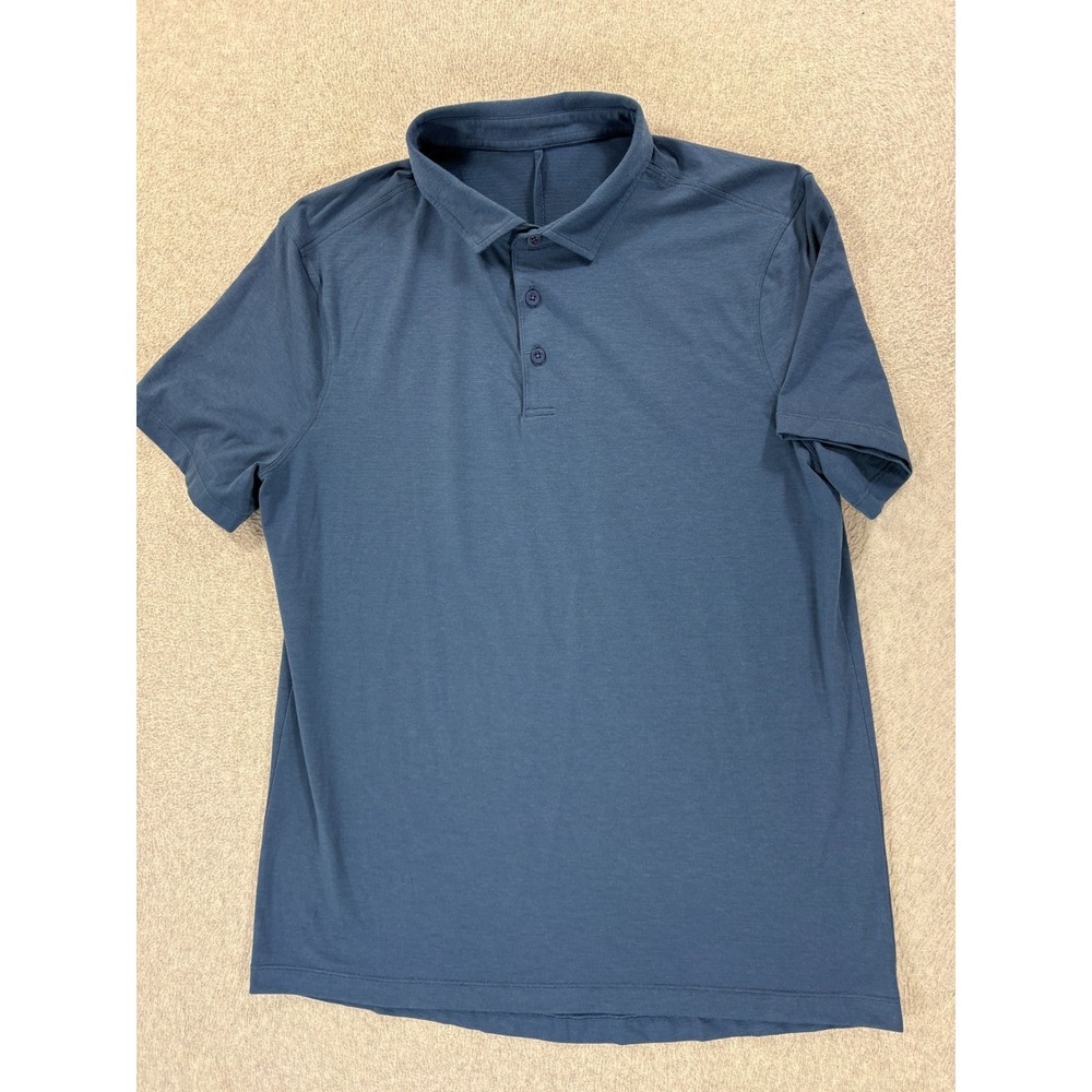 Lululemon Performance TECH Short Sleeve Polo Shirt (Men's Large) Blue